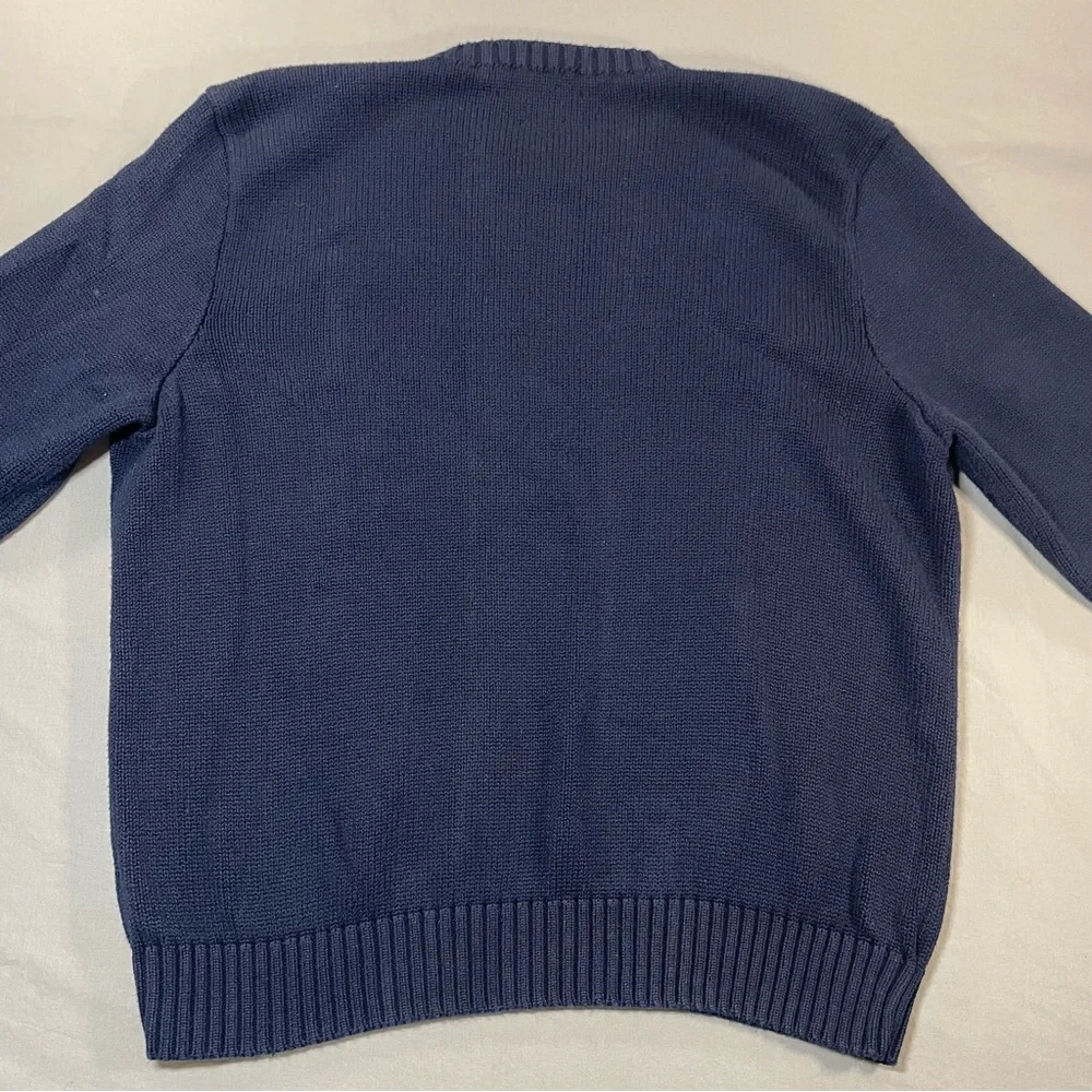 VINTAGE Polo Ralph Lauren 100% Cotton Knit Crewneck Sweater - Navy - Mens XXL